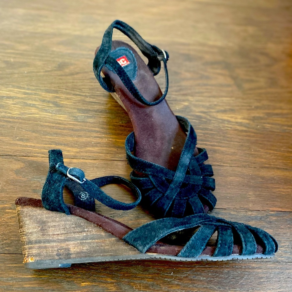 BC Footwear Black Suede Wedge Shoe Women's Size 8